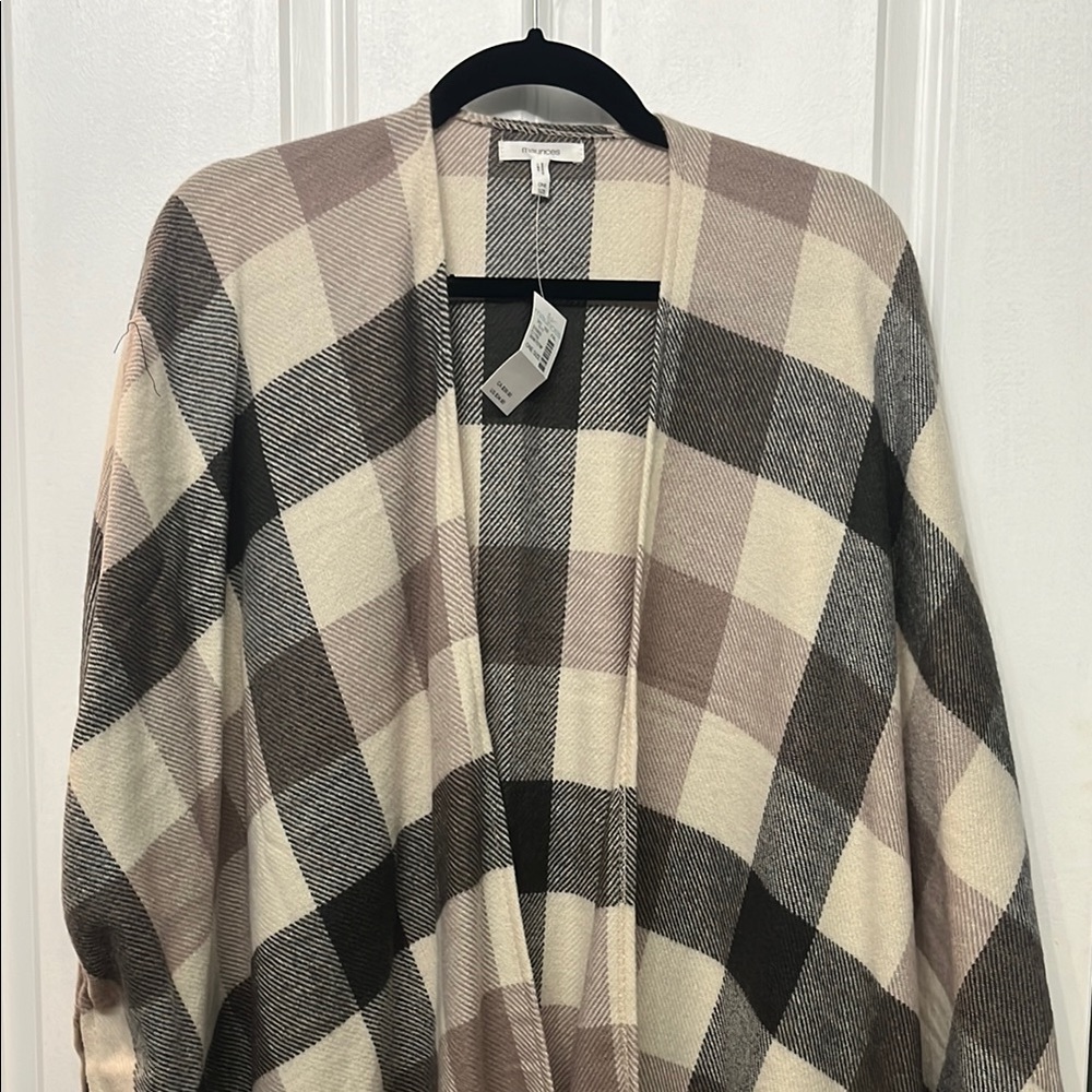 Maurices Plaid Open Cardigan